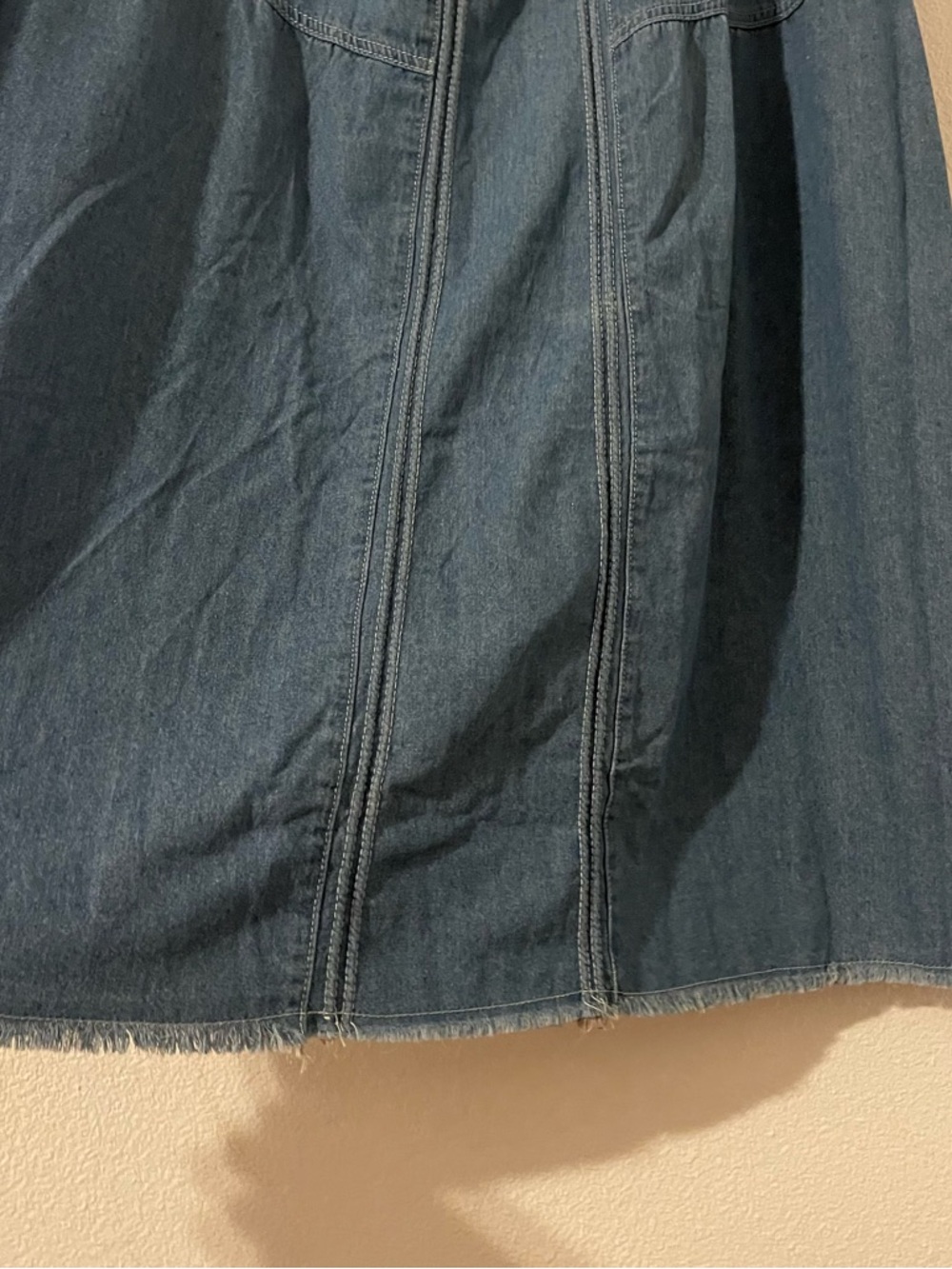 Chartou Women’s XXL A Line Maxi Skirt Denim Raw Hem Stretchy Waist and Pockets - Picture 5 of 9